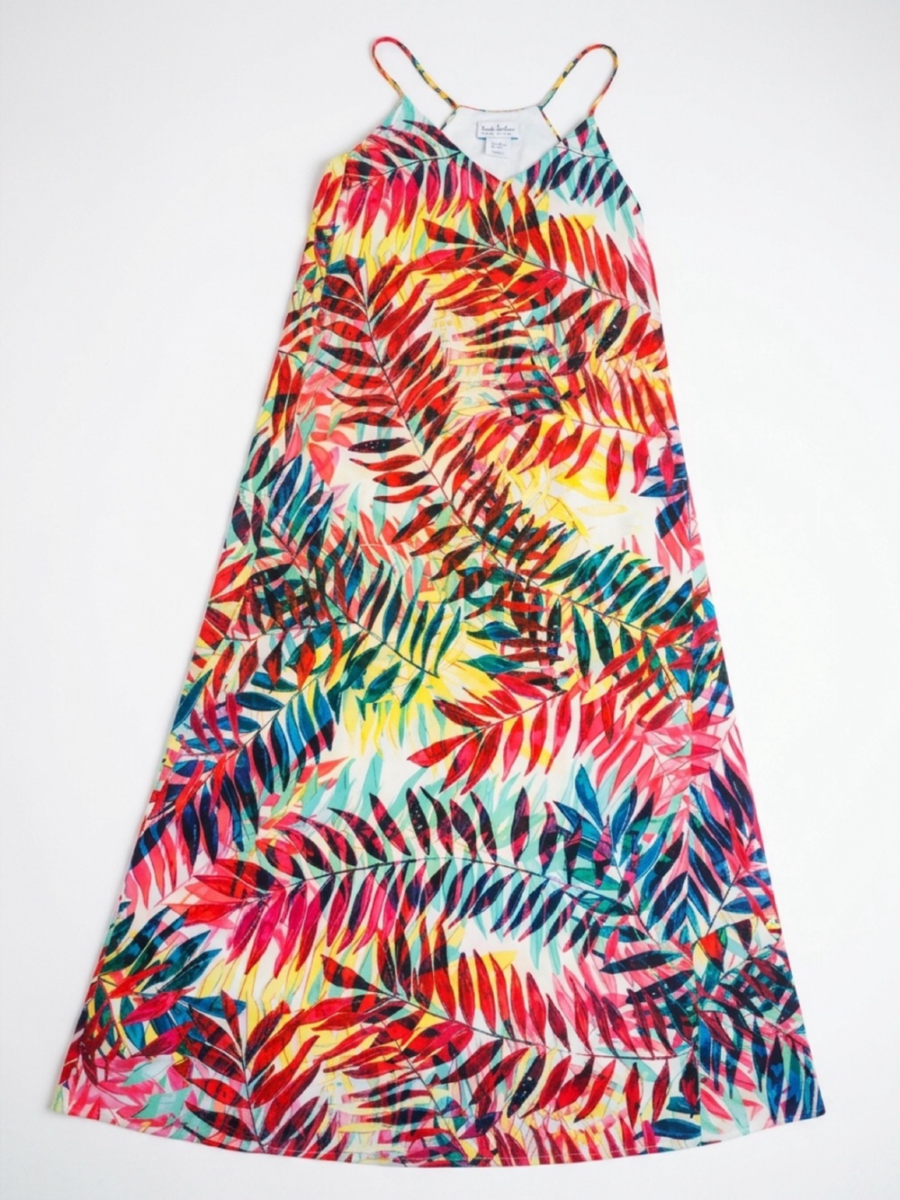 Nicole Miller Multicolor Tropical Leaf Print Maxi Dress